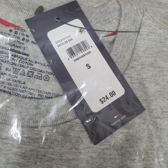 Tommy Hilfiger Mens Tshirts Core Flag Crew-neck Gray Heathered New W Tags - Picture 2 of 7